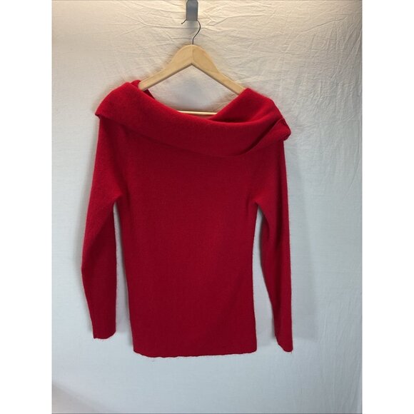 Alex Marie Red Long Sleeve Off The Shoulder Sweater Evening Party Rabbit Size L - Picture 1 of 8